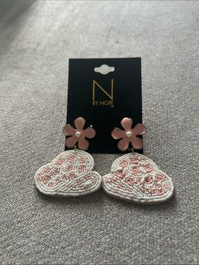 Pink Floral Beaded Cloud Drop Earrings
